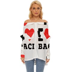 I Love Baci  Off Shoulder Chiffon Pocket Shirt by ilovewhateva