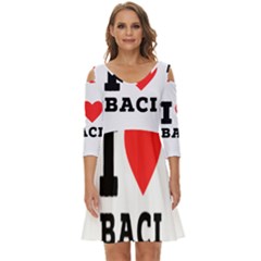 I Love Baci  Shoulder Cut Out Zip Up Dress