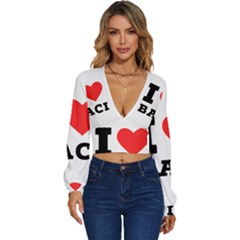 I Love Baci  Long Sleeve Deep-v Velour Top by ilovewhateva