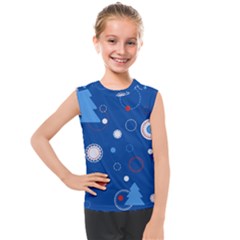 Christmas Pattern Tree Design Kids  Mesh Tank Top by Cowasu