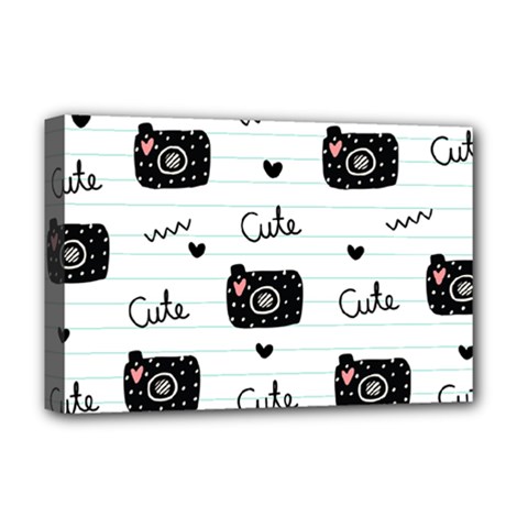 Cute Cameras Doodles Hand Drawn Deluxe Canvas 18  X 12  (stretched) by Cowasu