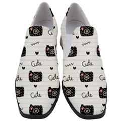 Cute Cameras Doodles Hand Drawn Women Slip On Heel Loafers by Cowasu