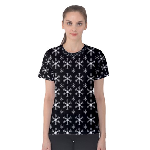 Snowflakes Background Pattern Women s Cotton Tee by Cowasu