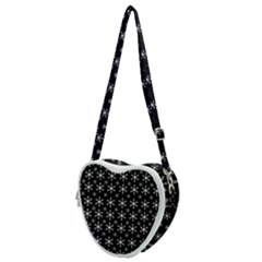 Snowflakes Background Pattern Heart Shoulder Bag by Cowasu