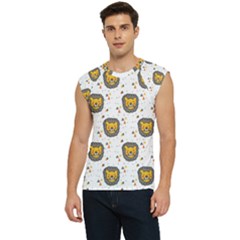 Lion Heads Pattern Design Doodle Men s Raglan Cap Sleeve Tee