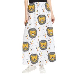 Lion Heads Pattern Design Doodle Maxi Chiffon Skirt by Cowasu