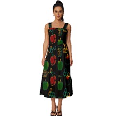 Apples Honey Honeycombs Pattern Square Neckline Tiered Midi Dress by Cowasu