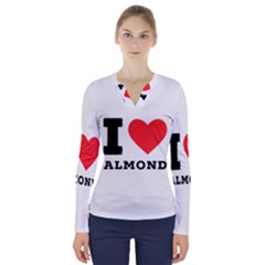 I Love Almond  V-neck Long Sleeve Top by ilovewhateva