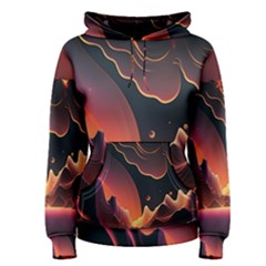 Fire Flame Burn Hot Heat Light Burning Orange Women s Pullover Hoodie