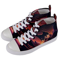 Fire Flame Burn Hot Heat Light Burning Orange Women s Mid-top Canvas Sneakers by Cowasu