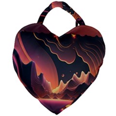 Fire Flame Burn Hot Heat Light Burning Orange Giant Heart Shaped Tote by Cowasu