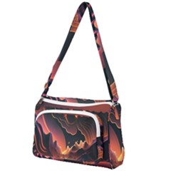 Fire Flame Burn Hot Heat Light Burning Orange Front Pocket Crossbody Bag