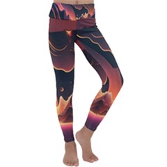 Fire Flame Burn Hot Heat Light Burning Orange Kids  Lightweight Velour Classic Yoga Leggings