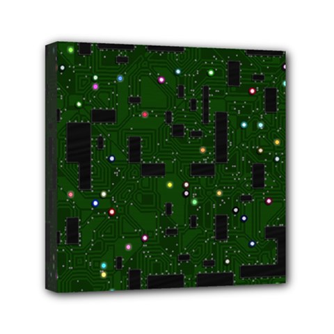 Circuit Board Conductor Tracks Mini Canvas 6  X 6  (stretched) by Cowasu