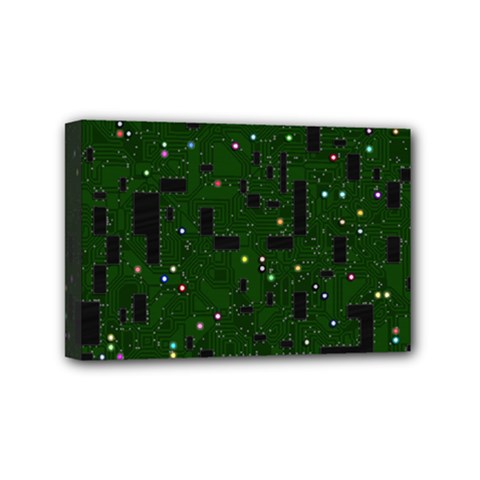 Circuit Board Conductor Tracks Mini Canvas 6  X 4  (stretched) by Cowasu