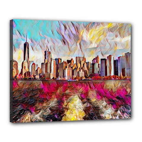 New York Skyline Manhattan City Canvas 20  X 16  (stretched)
