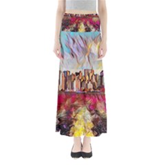 New York Skyline Manhattan City Full Length Maxi Skirt by Cowasu