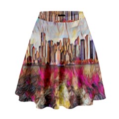 New York Skyline Manhattan City High Waist Skirt by Cowasu
