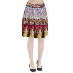 New York Skyline Manhattan City Pleated Skirt by Cowasu