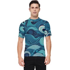 Waves Ocean Sea Abstract Whimsical Abstract Art Men s Short Sleeve Rash Guard by Cowasu