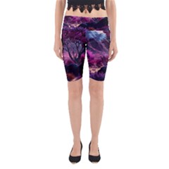 Landscape Landscape Painting Purple Purple Trees Yoga Cropped Leggings by Cowasu