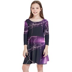 Storm Flashlight Space Nature Kids  Quarter Sleeve Skater Dress by Cowasu