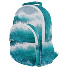 Ai Generated Waves Ocean Sea Tsunami Nautical Blue Sea Rounded Multi Pocket Backpack