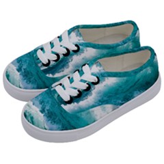 Ai Generated Waves Ocean Sea Tsunami Nautical Blue Sea Kids  Classic Low Top Sneakers