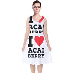 I love acai berry V-Neck Midi Sleeveless Dress 
