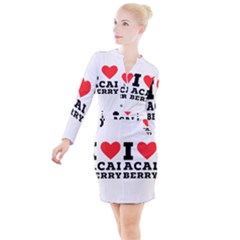 I love acai berry Button Long Sleeve Dress