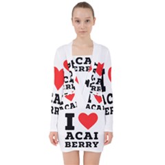 I love acai berry V-neck Bodycon Long Sleeve Dress