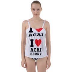 I love acai berry Twist Front Tankini Set