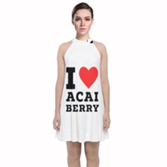 I love acai berry Velvet Halter Neckline Dress 