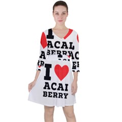 I love acai berry Quarter Sleeve Ruffle Waist Dress