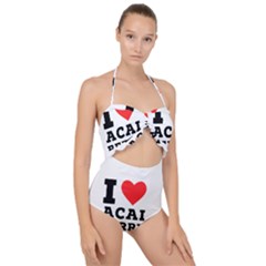 I love acai berry Scallop Top Cut Out Swimsuit