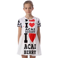 I Love Acai Berry Kids  Short Sleeve Pinafore Style Dress by ilovewhateva