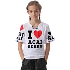 I love acai berry Kids  V-Neck Horn Sleeve Blouse