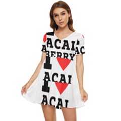 I love acai berry Tiered Short Sleeve Babydoll Dress
