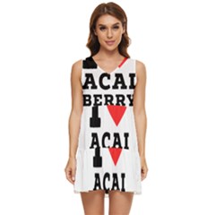 I love acai berry Tiered Sleeveless Mini Dress