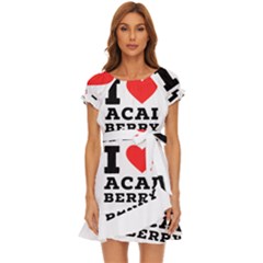 I love acai berry Puff Sleeve Frill Dress