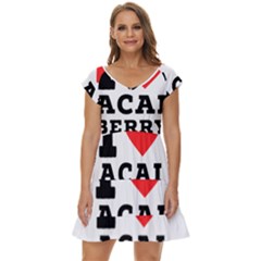 I love acai berry Short Sleeve Tiered Mini Dress