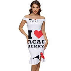 I love acai berry Off Shoulder Ruffle Split Hem Bodycon Dress