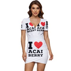 I love acai berry Low Cut Cap Sleeve Mini Dress