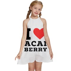 I love acai berry Kids  Halter Collar Waist Tie Chiffon Dress