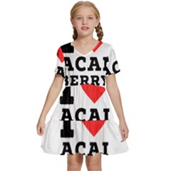I love acai berry Kids  Short Sleeve Tiered Mini Dress