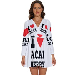I love acai berry Long Sleeve V-Neck Chiffon Dress 
