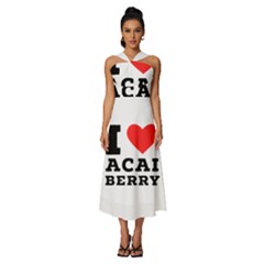 I Love Acai Berry Sleeveless Cross Front Cocktail Midi Chiffon Dress by ilovewhateva