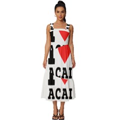 I Love Acai Berry Square Neckline Tiered Midi Dress