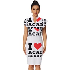 I love acai berry Vintage Frill Sleeve V-Neck Bodycon Dress