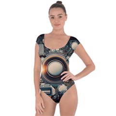 Illustrations Technology Robot Internet Processor Short Sleeve Leotard  by Cowasu